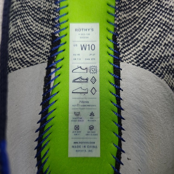 Rothys Shoes Womens Size 10 Navy Zebra Striped Loafer Slip On Flats Comfort Knit - Picture 12 of 12